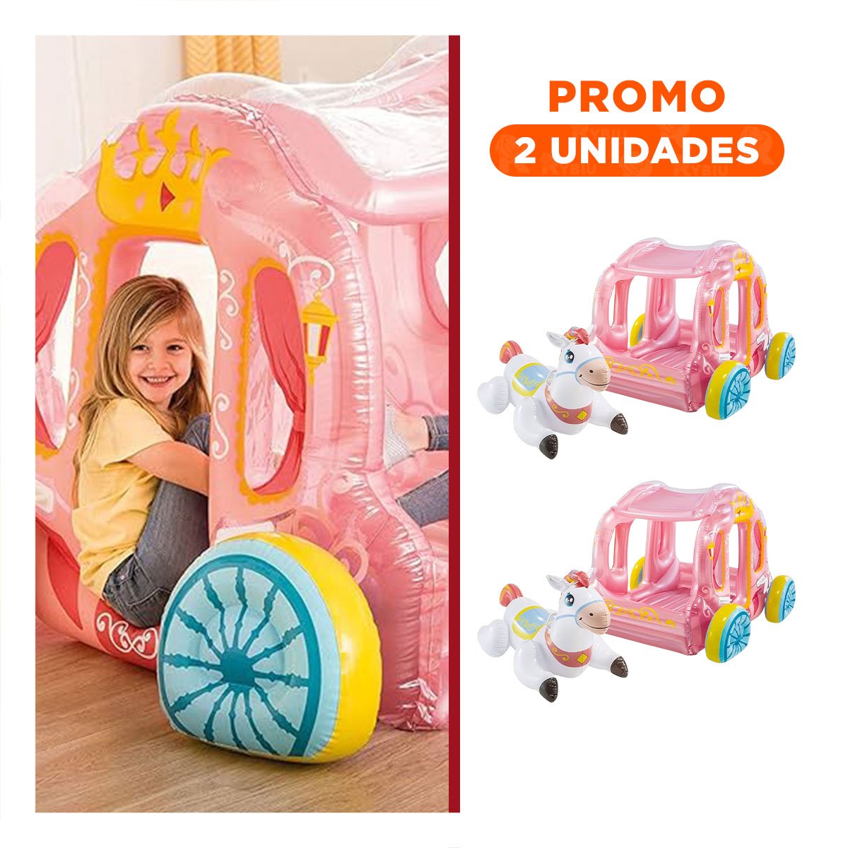 PACK2 CARRUAJE DE PRINCESA DE COLORES SUAVES PARA EL GUSTO INFANTIL - 1