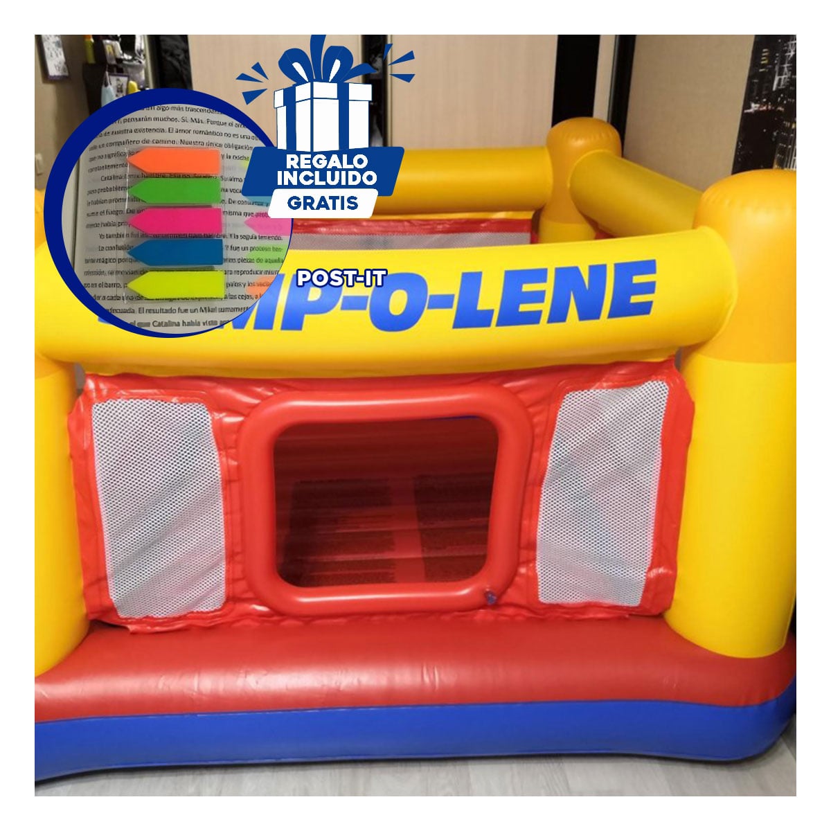PACK2 SALTARIN INFLABLE EN MULTICOLOR Y+BANDERITAS ADHESIVAS - 1