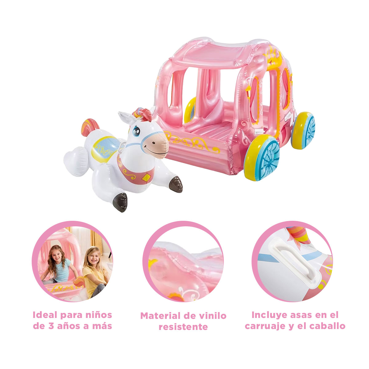 PACK3 CARRO LLAMATIVO DE INFANTES ROSADO Y+LIGAS DE REGALO - 2