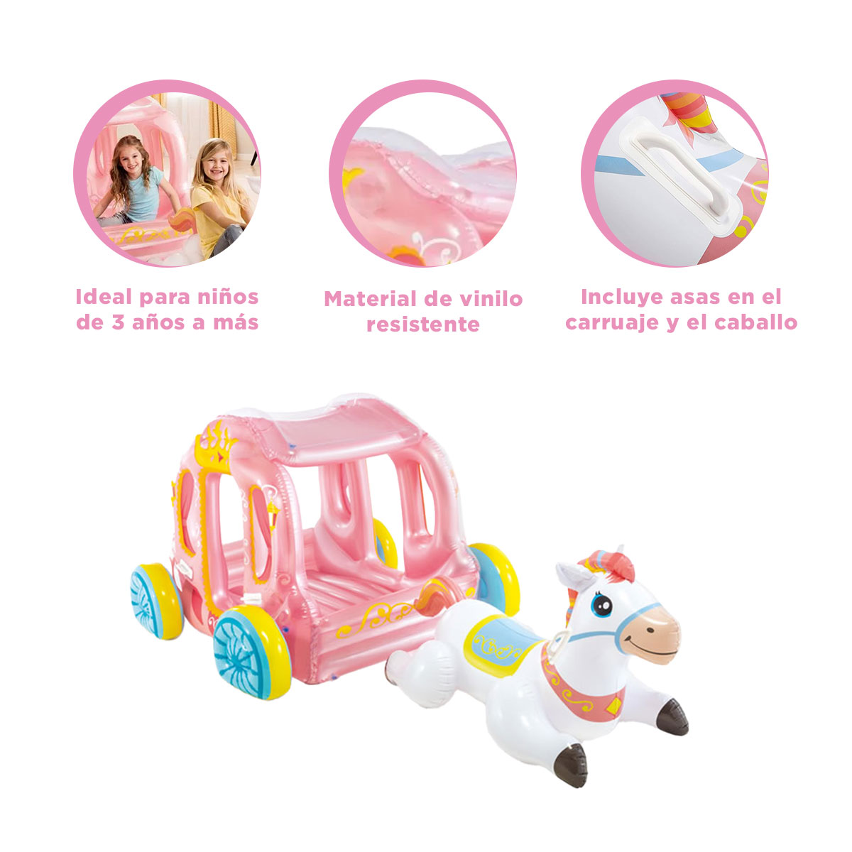 PACK3 CARRO LLAMATIVO DE INFANTES ROSADO Y+LIGAS DE REGALO - 3
