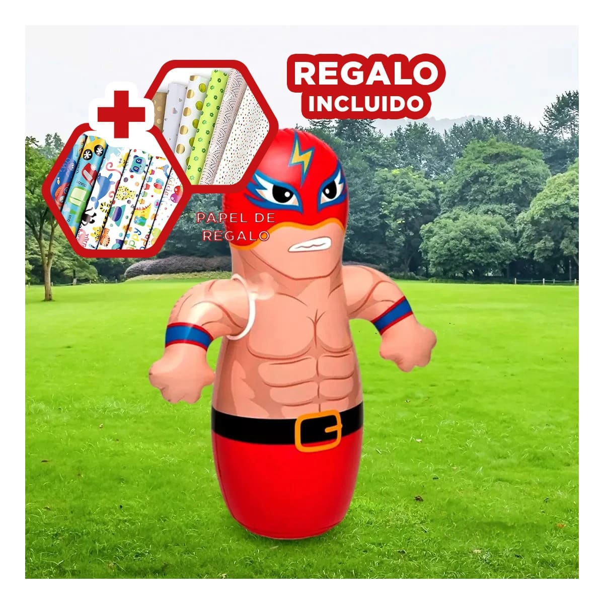 PACK5 PORFIADO INFLABLE PARA EXTERIORES DE CASA DE ROJO - 1