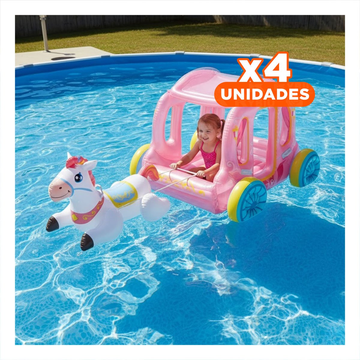 PACK4 CARRETA DE PRINCESA CARRUAJE INTEX 1.45 X 1.35 X 1.04 M Y+REGALO STICKER - 1