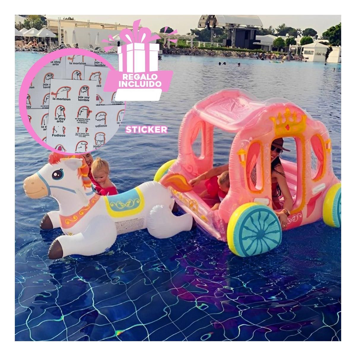 PACK4 CARRETA DE PRINCESA CARRUAJE INTEX 1.45 X 1.35 X 1.04 M Y+REGALO STICKER - 2