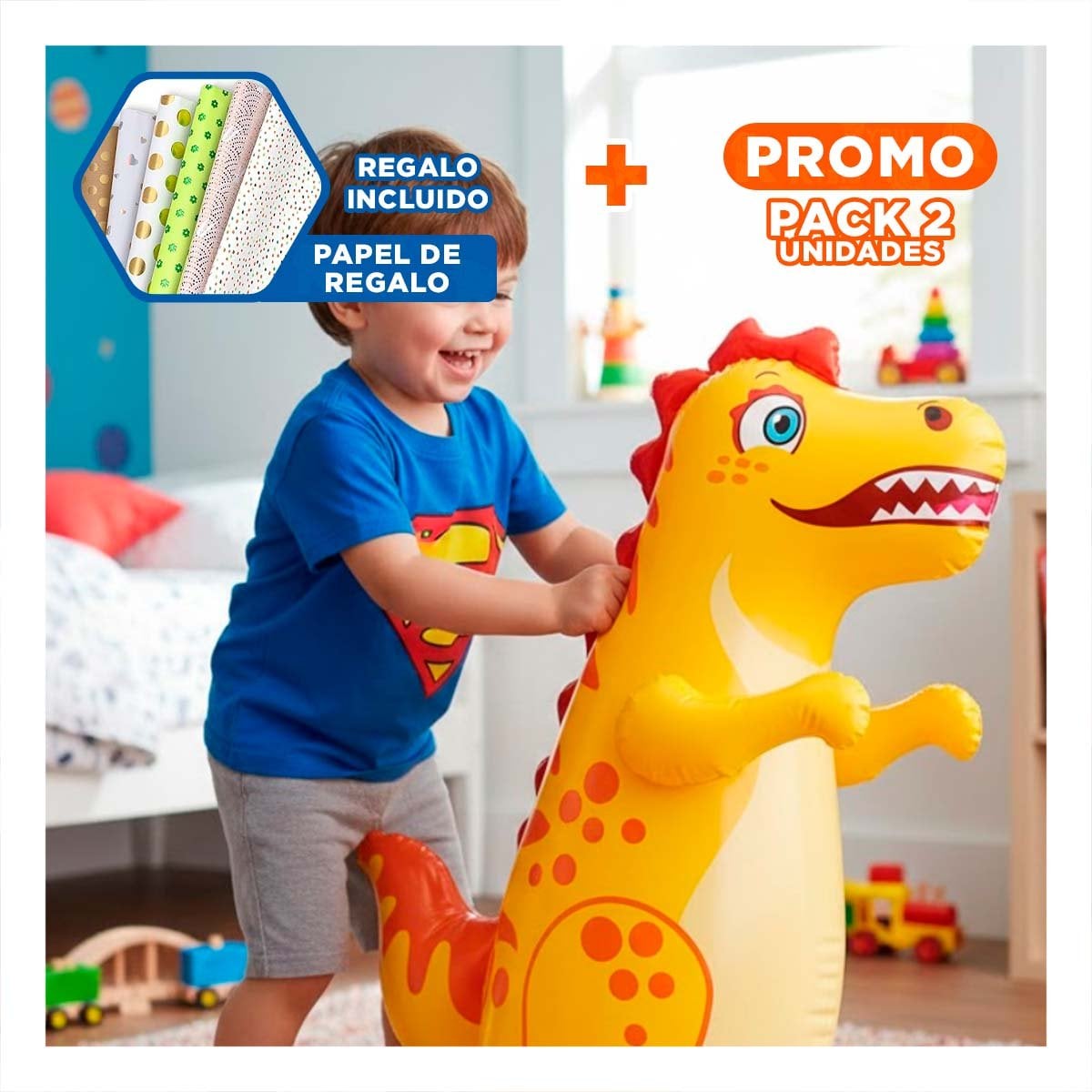PACK2 INFLABLE DE EMPAQUE COMPACTO PARA GUARDAR FACILMENTE EN EL ESTANTE Y+PAPEL REGALO - 1