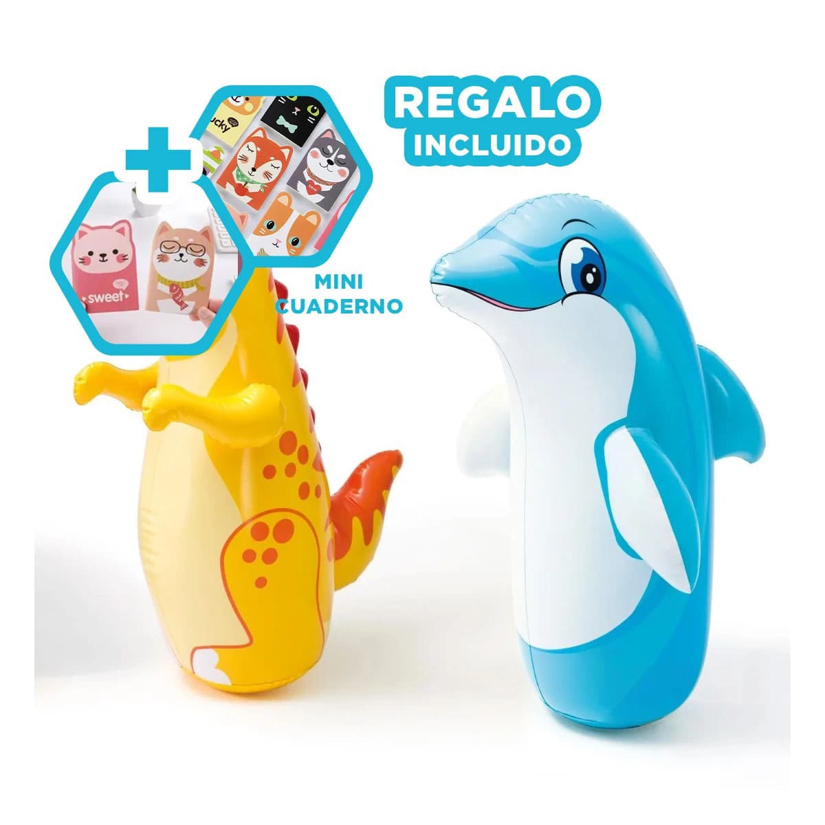 PACK5 PORFIADO JUGUETE COLORIDO DE DELFIN Y+REGALO AGENDITA - 1