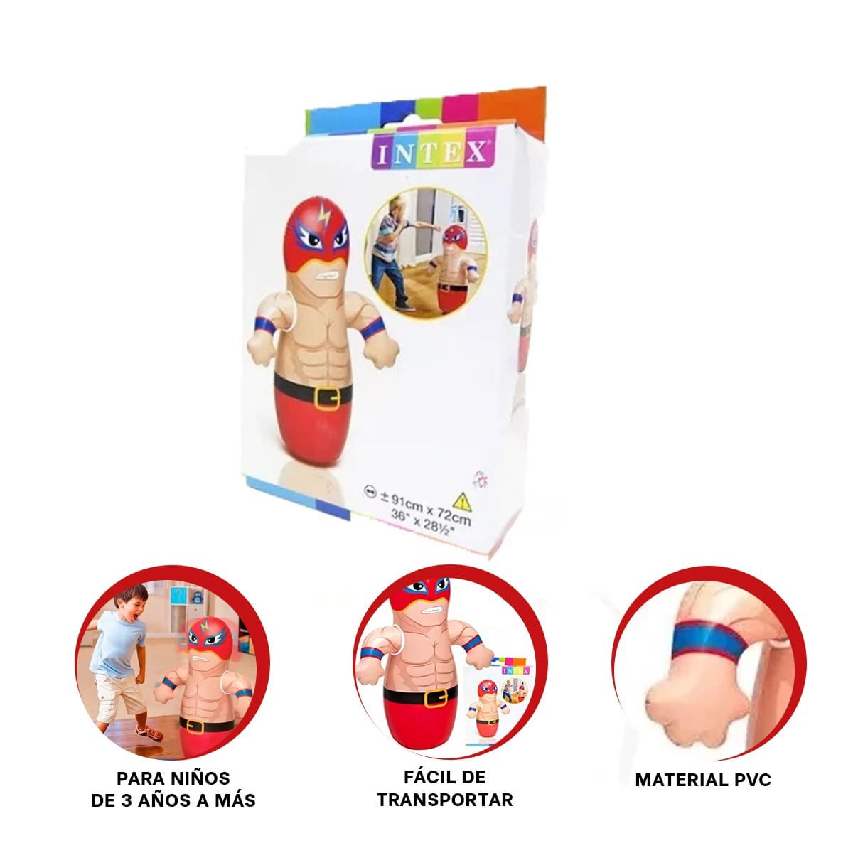 PACK5 INFLABLE CON TEMATICA BOXEADOR ROJO Y+LIGAS DE REGALO - 2