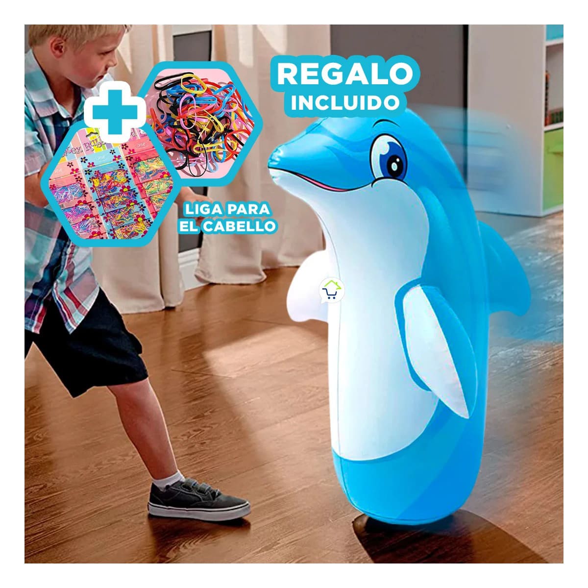 PACK5 INFLABLE ATRACTIVO DE DELFIN Y+LIGAS DE REGALO - 1