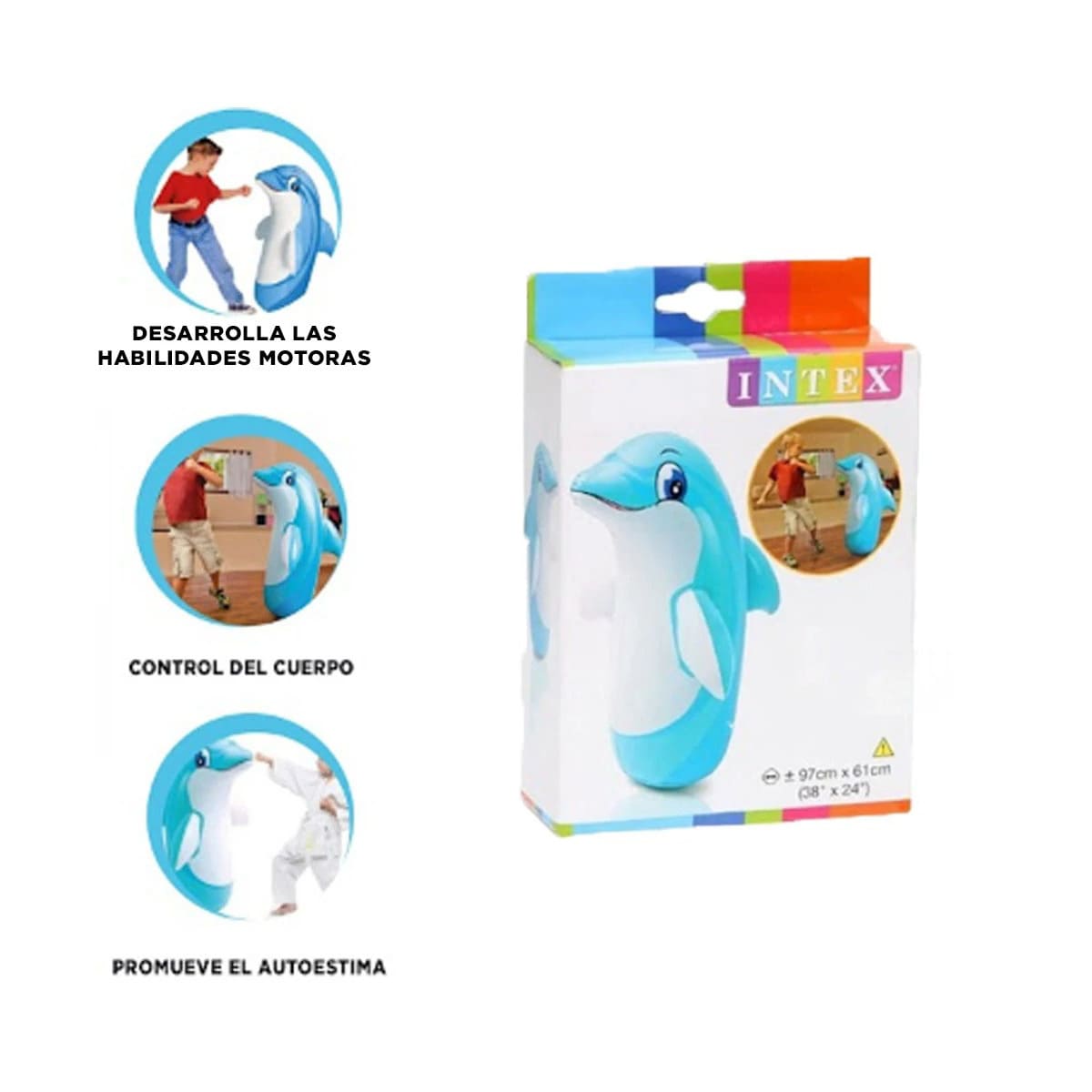 PACK4 INFLABLE ATRACTIVO DE DELFIN Y+LIGAS DE REGALO - 4