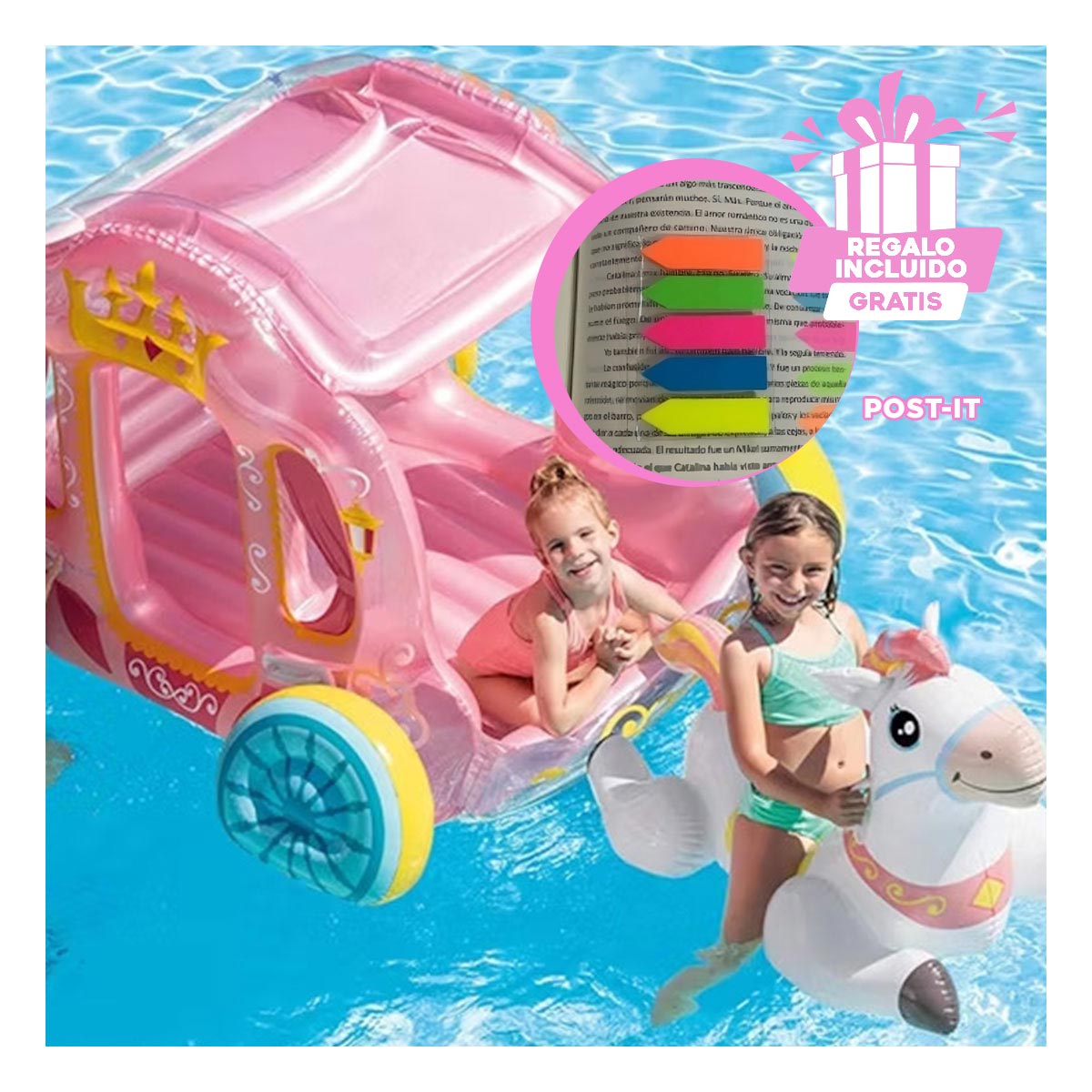 PACK2 CARRUAJE INFANTIL DE ROSADO Y+BANDERITAS ADHESIVAS - 1