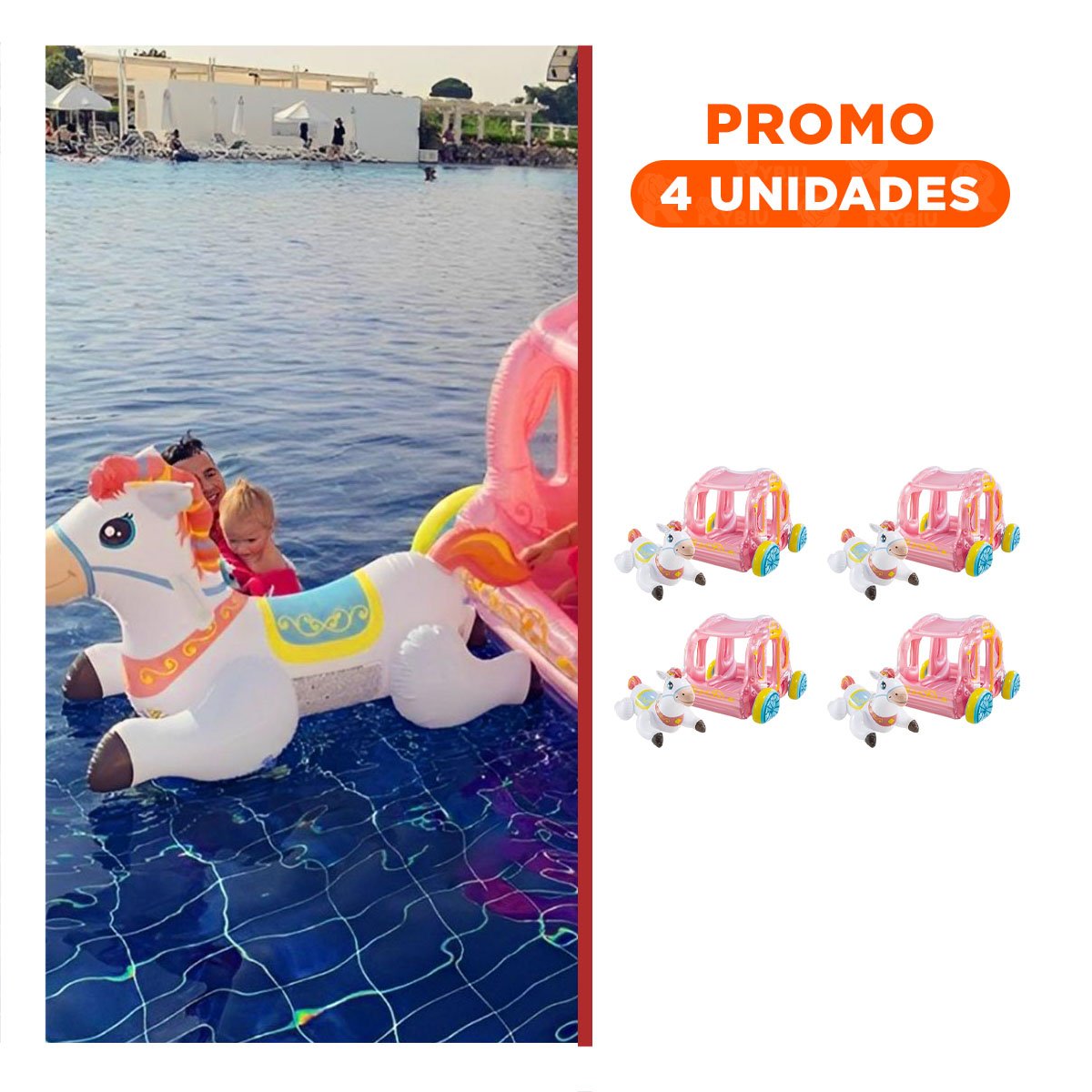 PACK4 FLOTADOR DE PRINCESA CARRUAJE INTEX 1.45 X 1.35 X 1.04 M PARA PLAYA - 1
