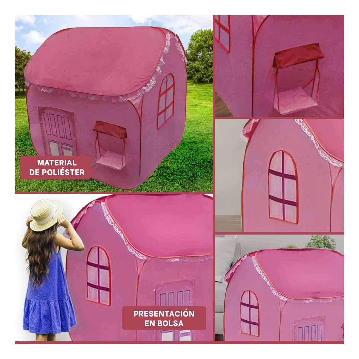 PACK4 HABITACION DE MATERIAL NO TOXICO ROSADO 104 X 92 X 92 PARA SU HIJA Y+REGALO STICKER - 2