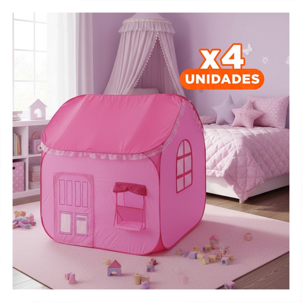 PACK4 HABITACION DE MONTAJE SENCILLO ROSADO 104 X 92 X 92 PARA EL PATIO - 1