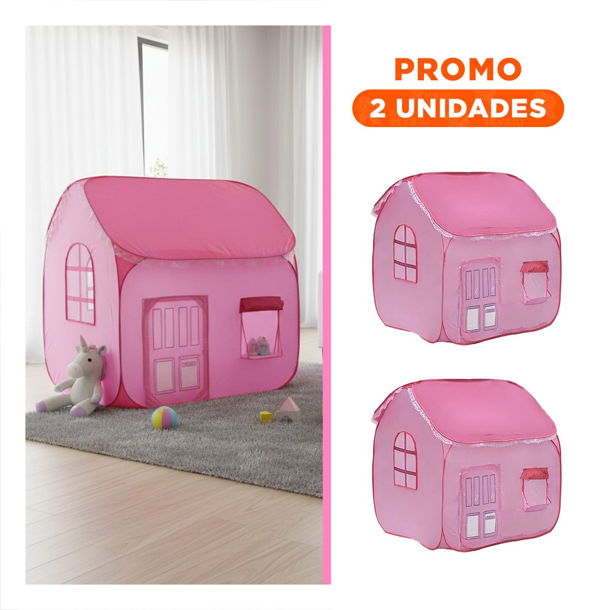 PACK2 HABITACION DE ESTILO BOUTIQUE ROSADO 104 X 92 X 92 PARA SU CASA REAL Y+REGALO STICKER - 1