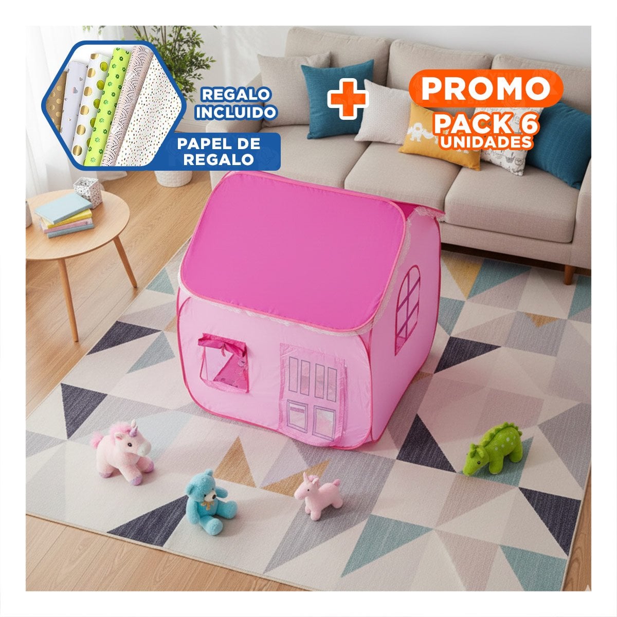 PACK6 MANSION DE ENTRETENIMIENTO FISICO PARA EL BIENESTAR DE SU HIJA Y+PAPEL REGALO - 1