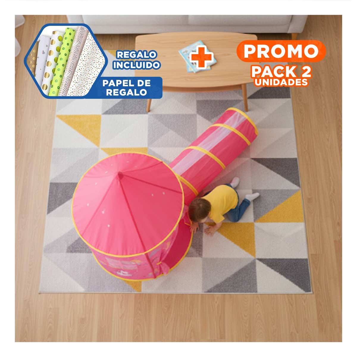 PACK2 ESTANCIA DE COLOR VIBRANTE DE 2 PIEZAS ROSADO PARA ATENCION Y+PAPEL REGALO - 1