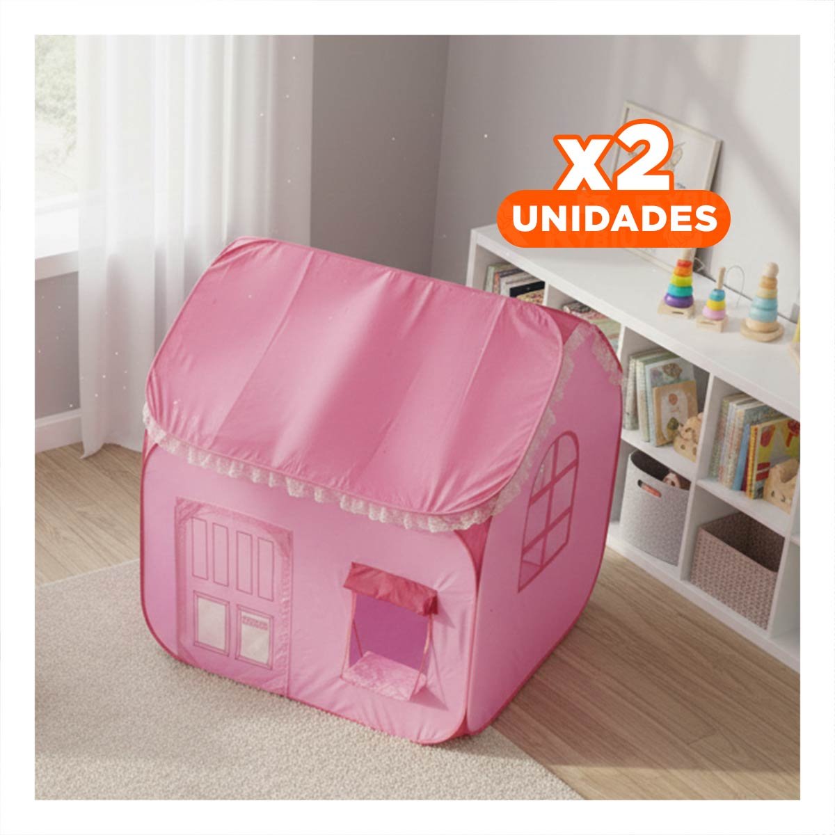 PACK2 ESTANCIA DE TELA RESISTENTE ROSADO 104 X 92 X 92 PARA LARGA VIDA - 1