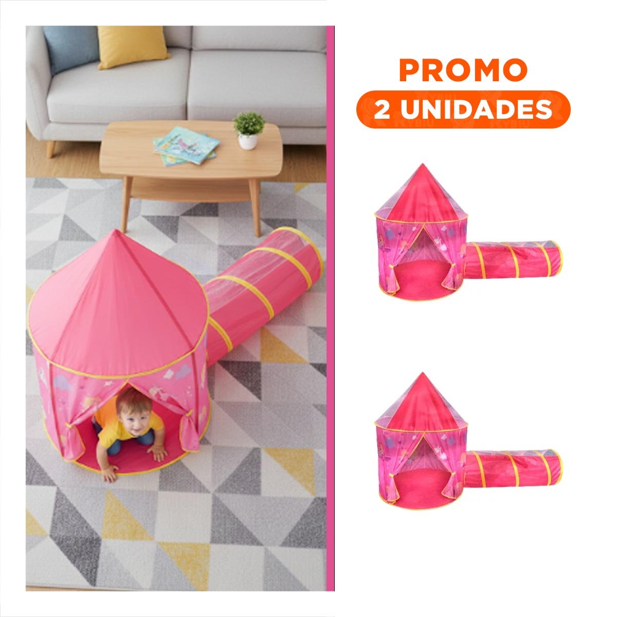 PACK2 ESTANCIA DE ESTRUCTURA LIVIANA ROSADO PARA TRASLADAR AL HOGAR - 1