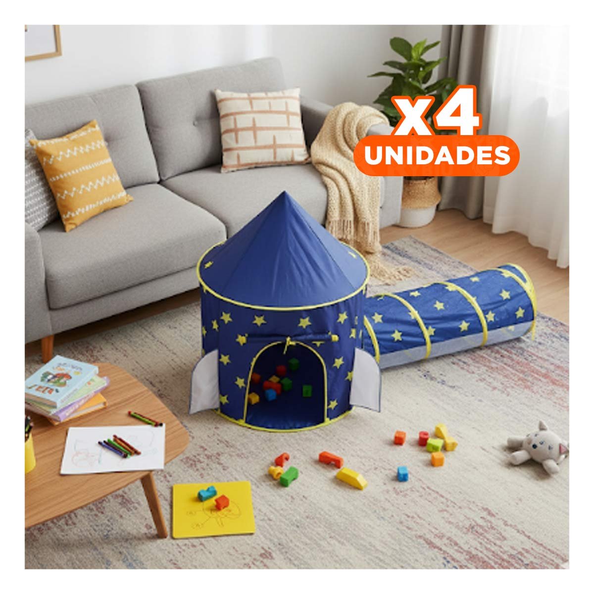 PACK4 ESTANCIA DE TELA RESISTENTE DE 2 PIEZAS AZUL PARA LARGA VIDA - 1