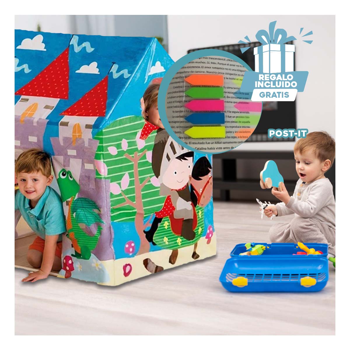 PACK3 CASITA DURADERO EN MULTICOLOR Y+BANDERITAS ADHESIVAS - 1