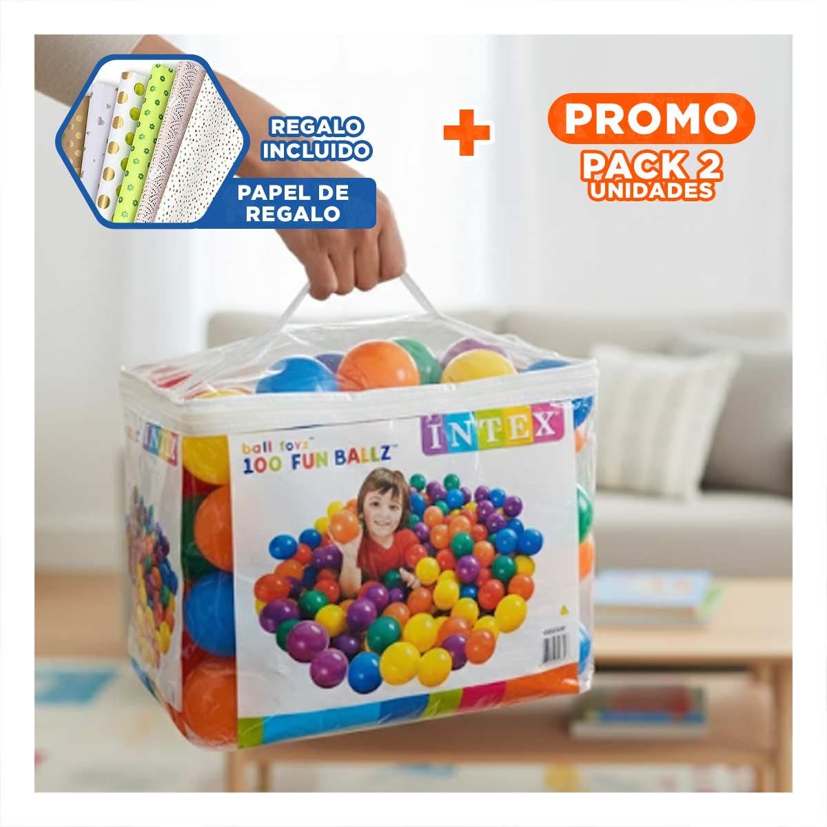 PACK2 GRUPO DE PELOTAS DE 8CM PARA EL CONFORT DE LOS MAS CHICOS Y+PAPEL REGALO - 1