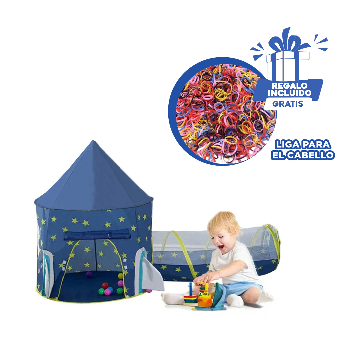 PACK3 CARPA INFANTIL DE DOS PIEZAS EN AZUL Y+LIGAS DE REGALO - 1