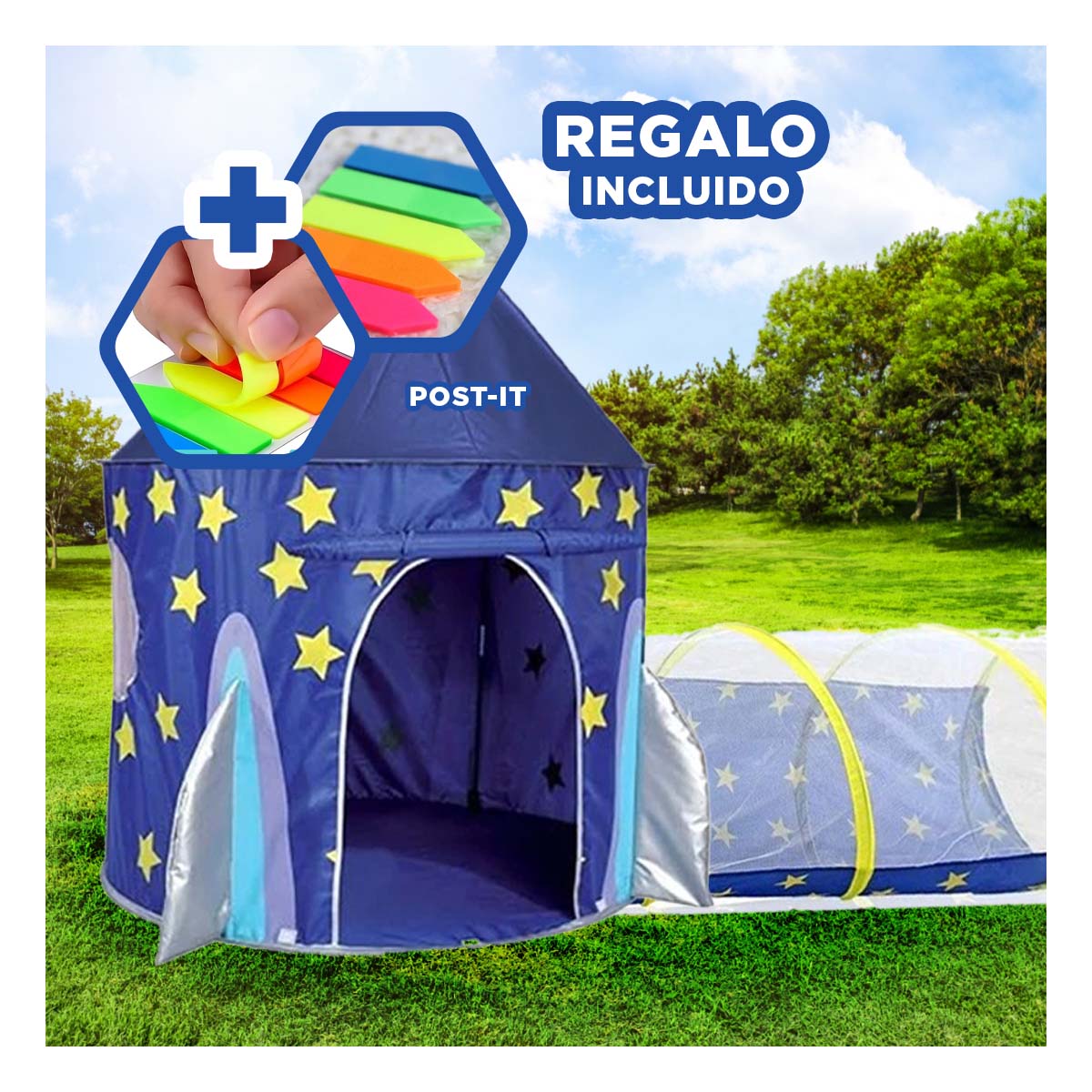 PACK5 JUEGO DE CARPAS LIVIANO EN AZUL Y+BANDERITAS ADHESIVAS - 1
