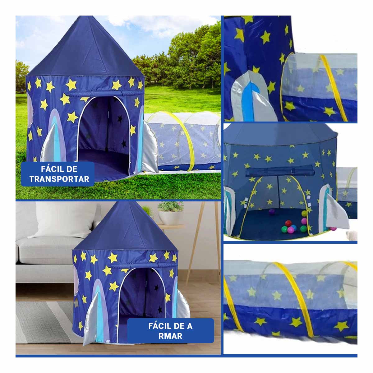 PACK5 JUEGO DE CARPAS LIVIANO EN AZUL Y+BANDERITAS ADHESIVAS - 4
