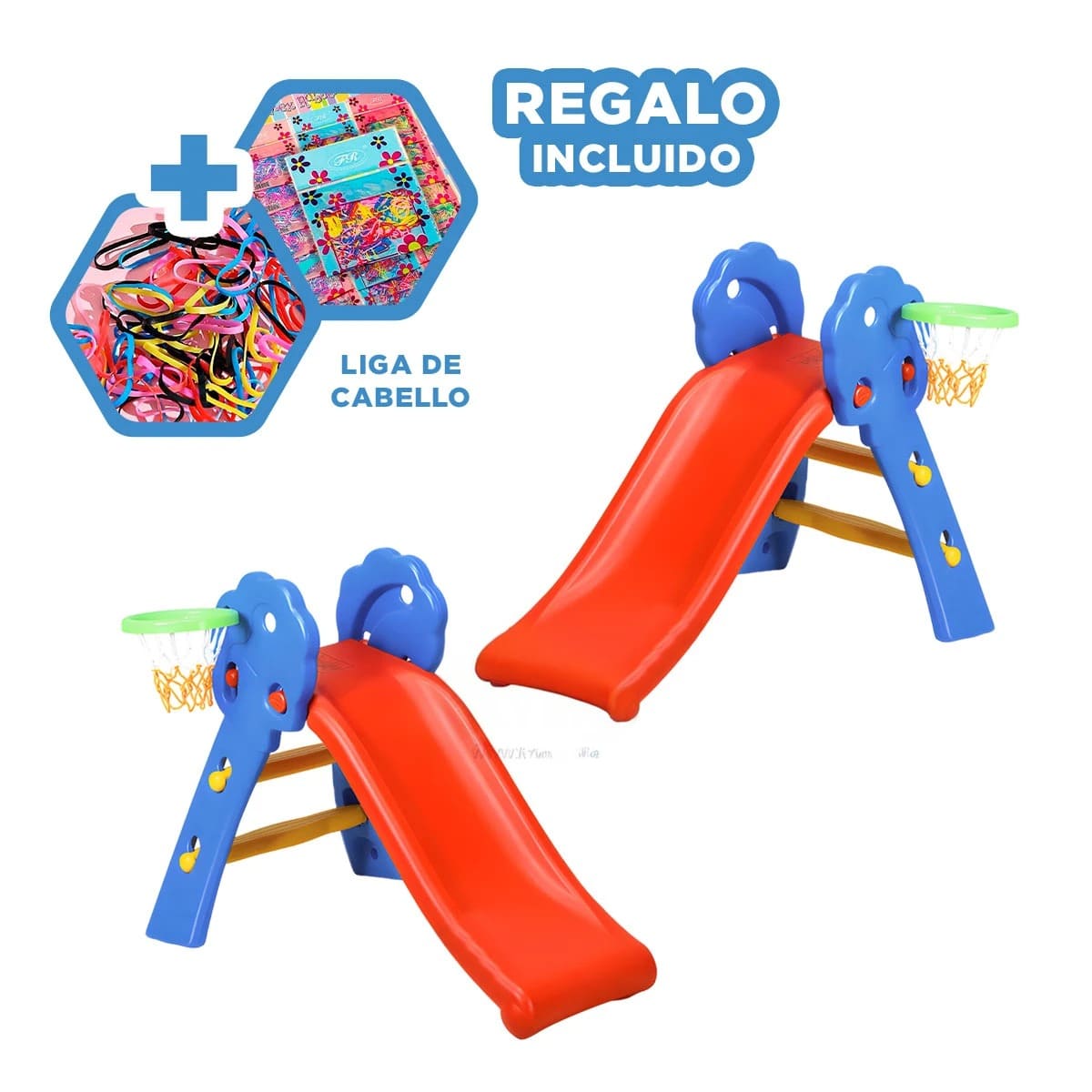 PACK3 TOBOGAN FACIL DE DESARMAR MULTICOLOR Y+LIGAS DE REGALO - 1