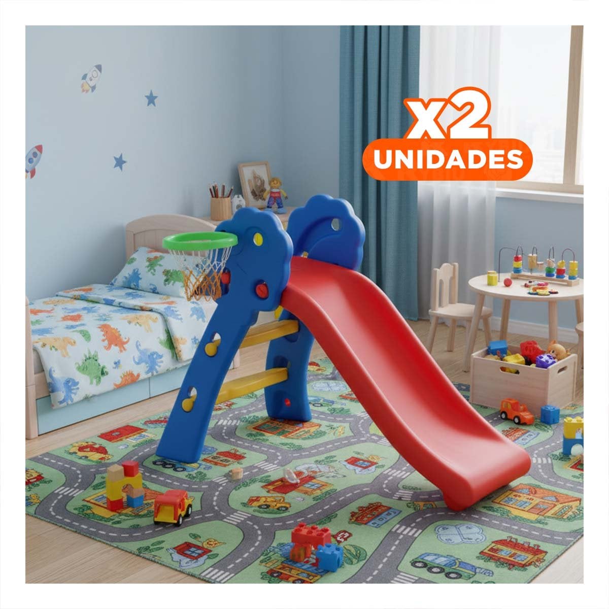 PACK2 ESTRUCTURA DE JUEGO 120CMX60CMX74CM CON RESBALADERA PARA DIVERSION Y+REGALO STICKER - 1