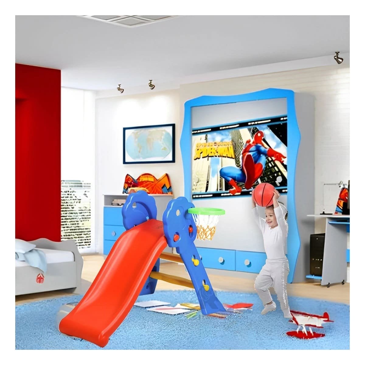 PACK2 ESTRUCTURA DE JUEGO 120CMX60CMX74CM CON RESBALADERA PARA DIVERSION Y+REGALO STICKER - 5