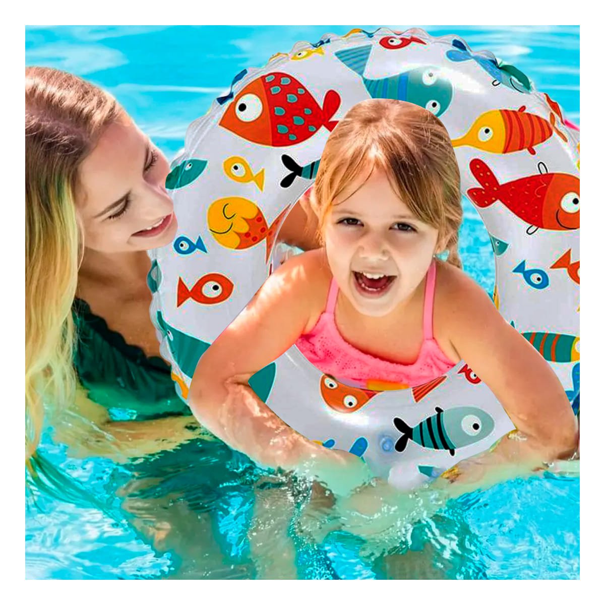 PACK2 ARO INFLABLE DE 61 CM CON DISENO VERANIEGO DE PEZ PARA PISCINA Y+PAPEL REGALO - 2