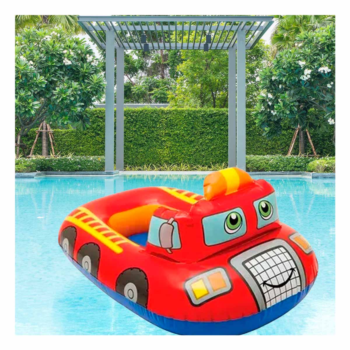 PACK5 FLOTADOR EN FORMA DE CARRO DE BOMBERO PARA NADAR - 1