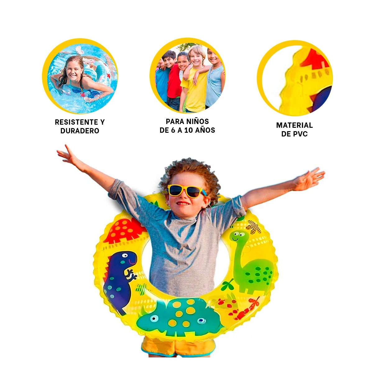 PACK6 INFLABLE INFANTIL EN COLOR AMARILLO Y+LIGAS DE REGALO - 2