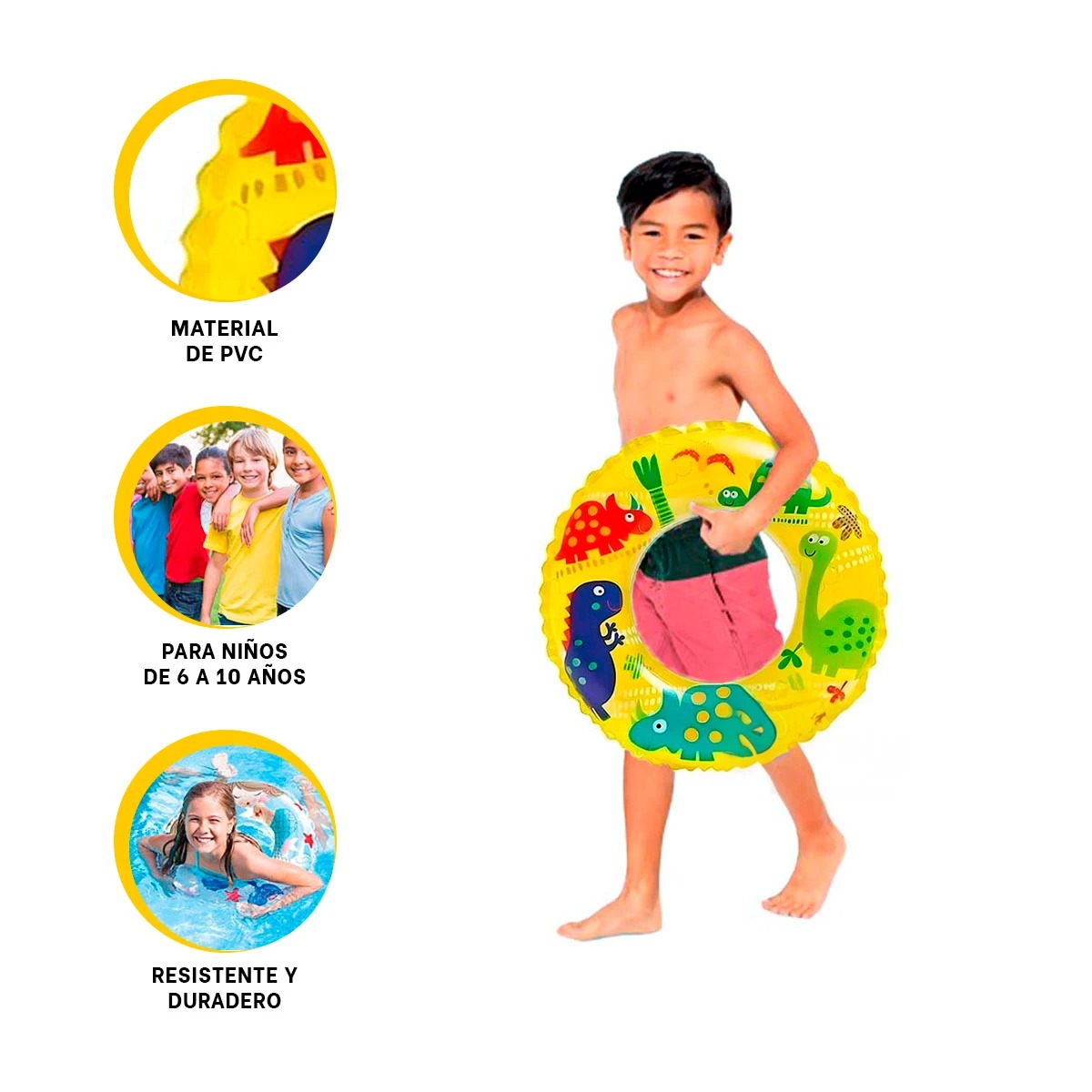 PACK2 INFLABLE INFANTIL EN COLOR AMARILLO Y+LIGAS DE REGALO - 3