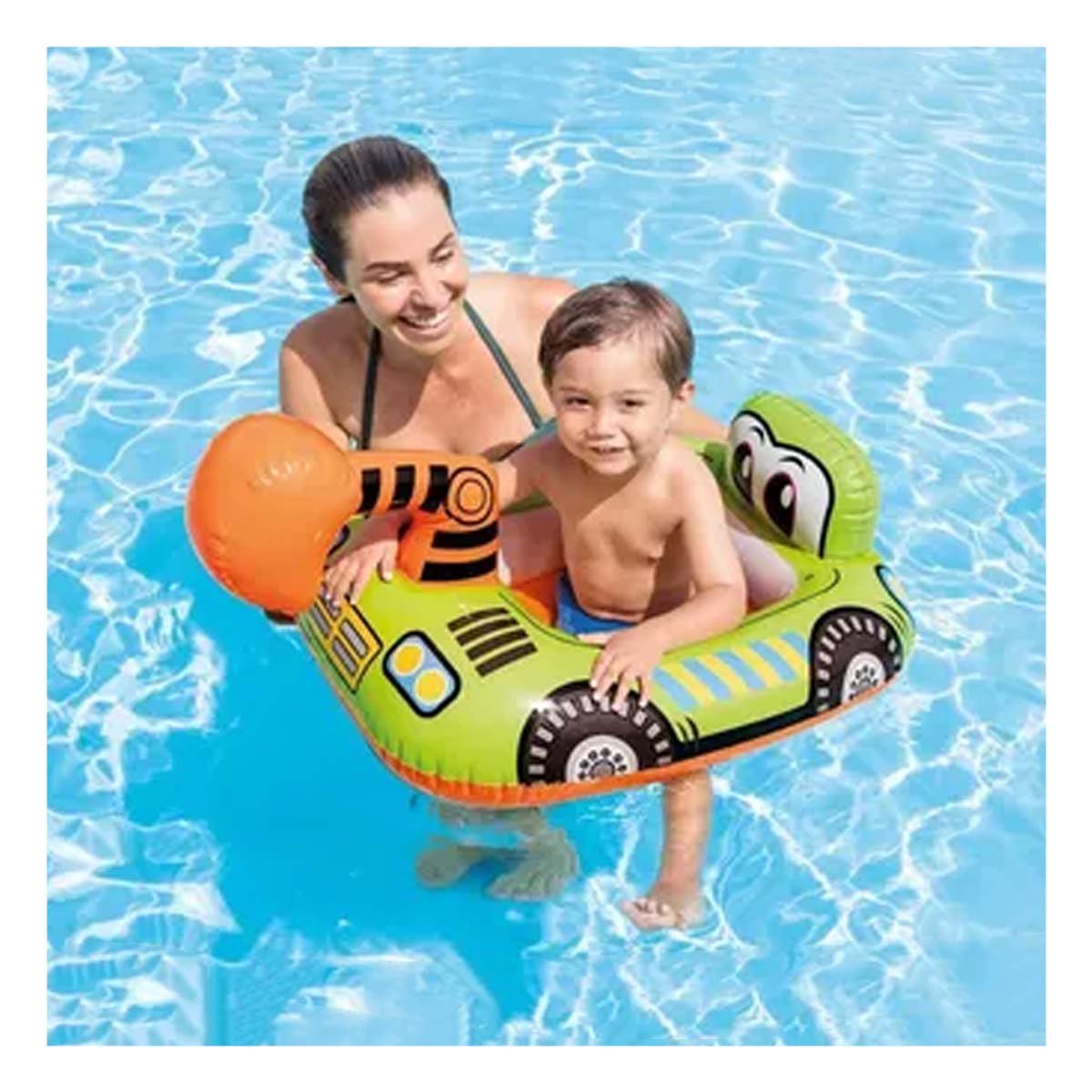 PACK4 ANILLO FLOTADOR EXCAVADORA VERDE NIÑOS INFLABLE PISCINA VERANO JUEGO SEGURO - 3