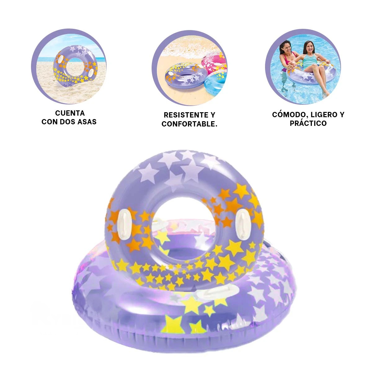PACK4 FLOTADOR COMODO PARA PISCINA MORADO Y+REGALO AGENDITA - 3
