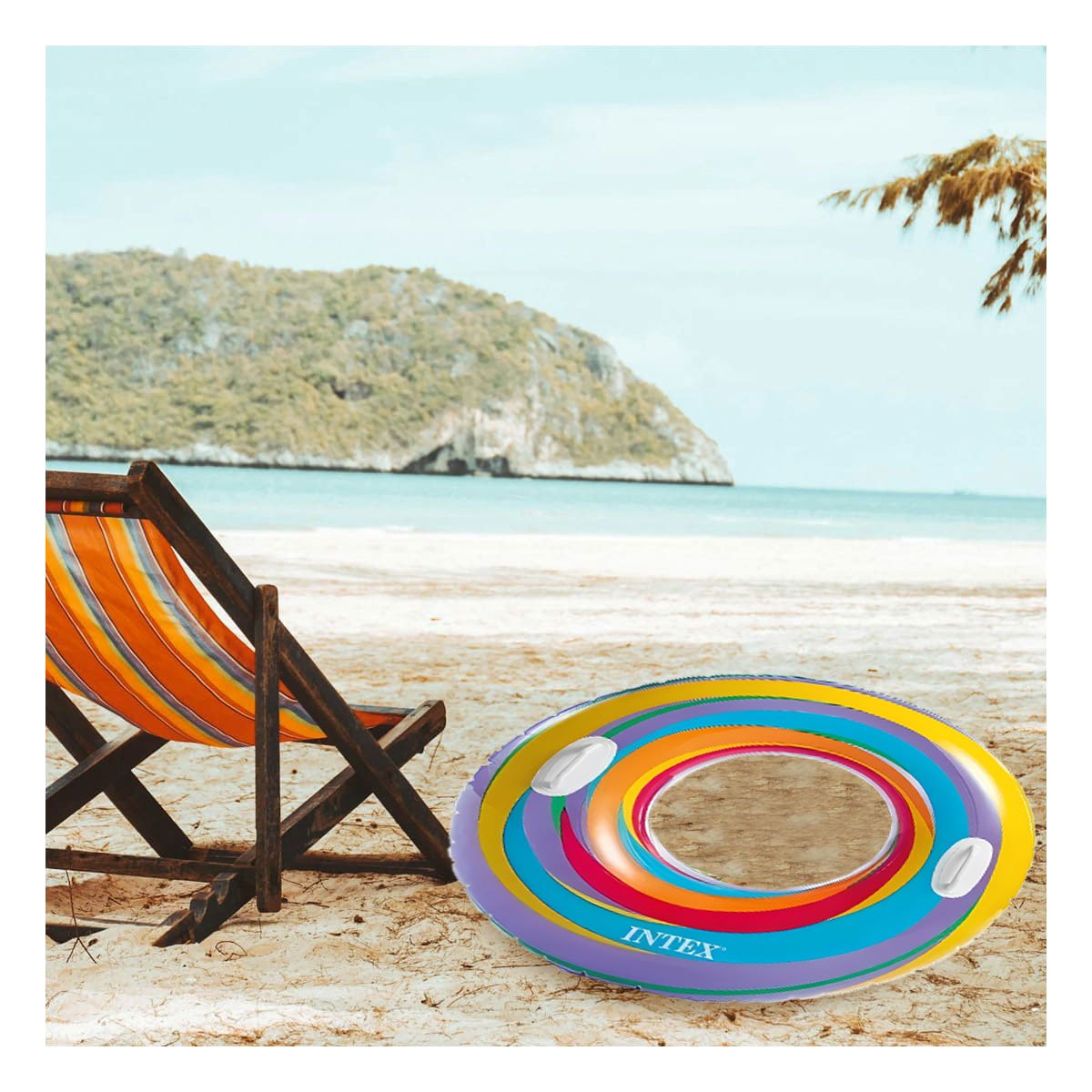 PACK2 ARO FLOTANTE ARCOIRIS CELESTE DE 91 CM PARA VERANO FAMILIAR Y+REGALO STICKER - 5