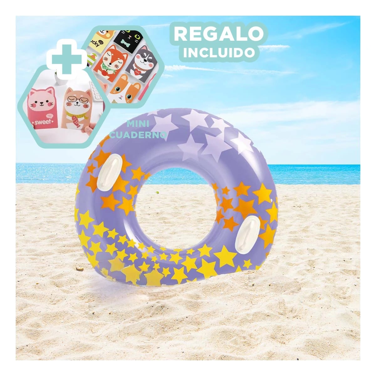 PACK2 FLOTADOR COMODO PARA PISCINA MORADO Y+REGALO AGENDITA - 1