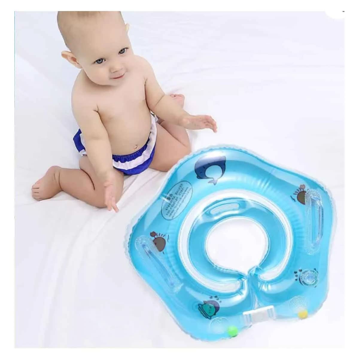 PACK5 FLOTADOR DIVERTIDO DE BEBES PARA VERANO EN CELESTE - 1