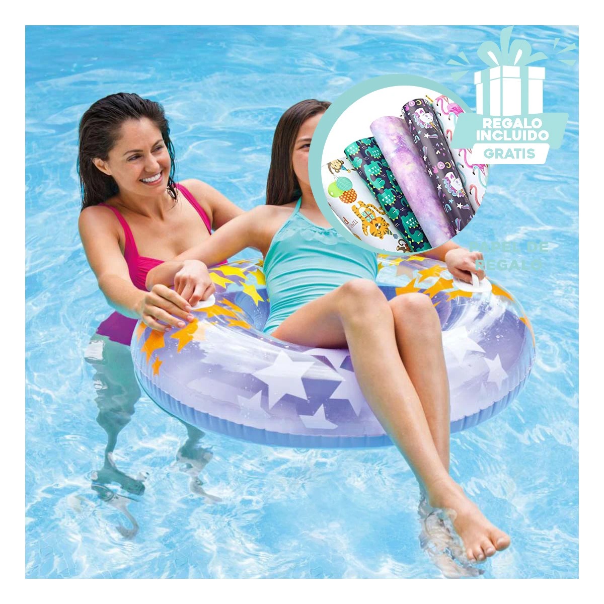 PACK9 FLOTADOR KIDS RESISTENTE EN MORADO Y+PAPEL DE REGALO - 1