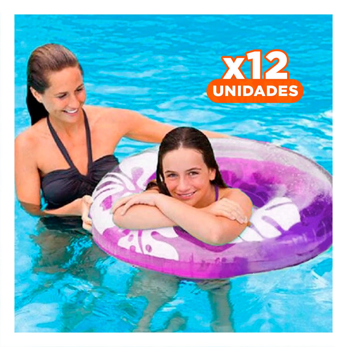 PACK12 ARO INFLABLE MORADO DE 91 CM CON DISENO MARINO DECORATIVO - 1