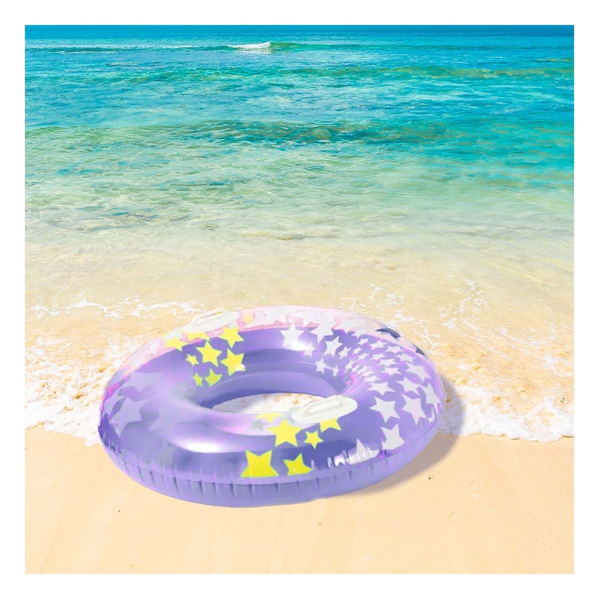 PACK6 FLOTADOR MORADO TIPO ARO CON ASA Y DISENO DE ESTRELLA DE 91 CM PARA AGUA Y+REGALO STICKER - 5