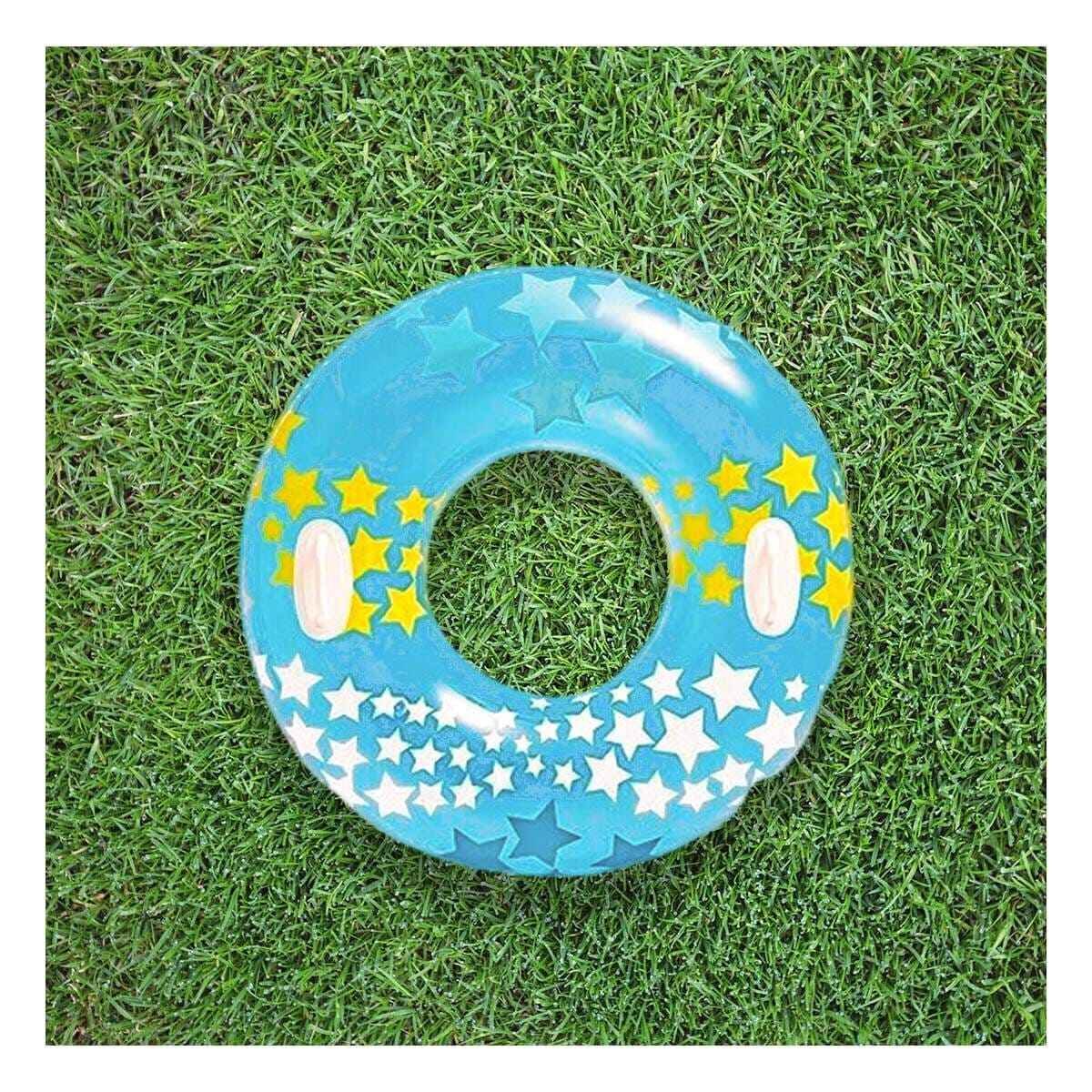 PACK12 FLOTADOR CIRCULAR DE 91 CM COLOR CELESTE CON ASA Y DISENO ALEGRE DE ESTRELLA PARA VERANO - 3
