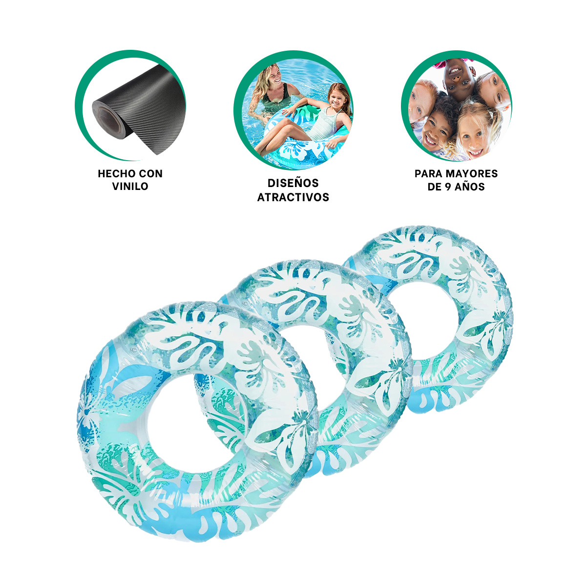 PACK9 FLOTADOR COMODO PARA PISCINA CELESTE Y+REGALO AGENDITA - 3