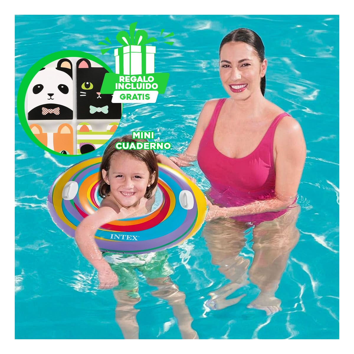 PACK6 FLOTADOR COMODO PARA PISCINA CELESTE Y+REGALO AGENDITA - 1