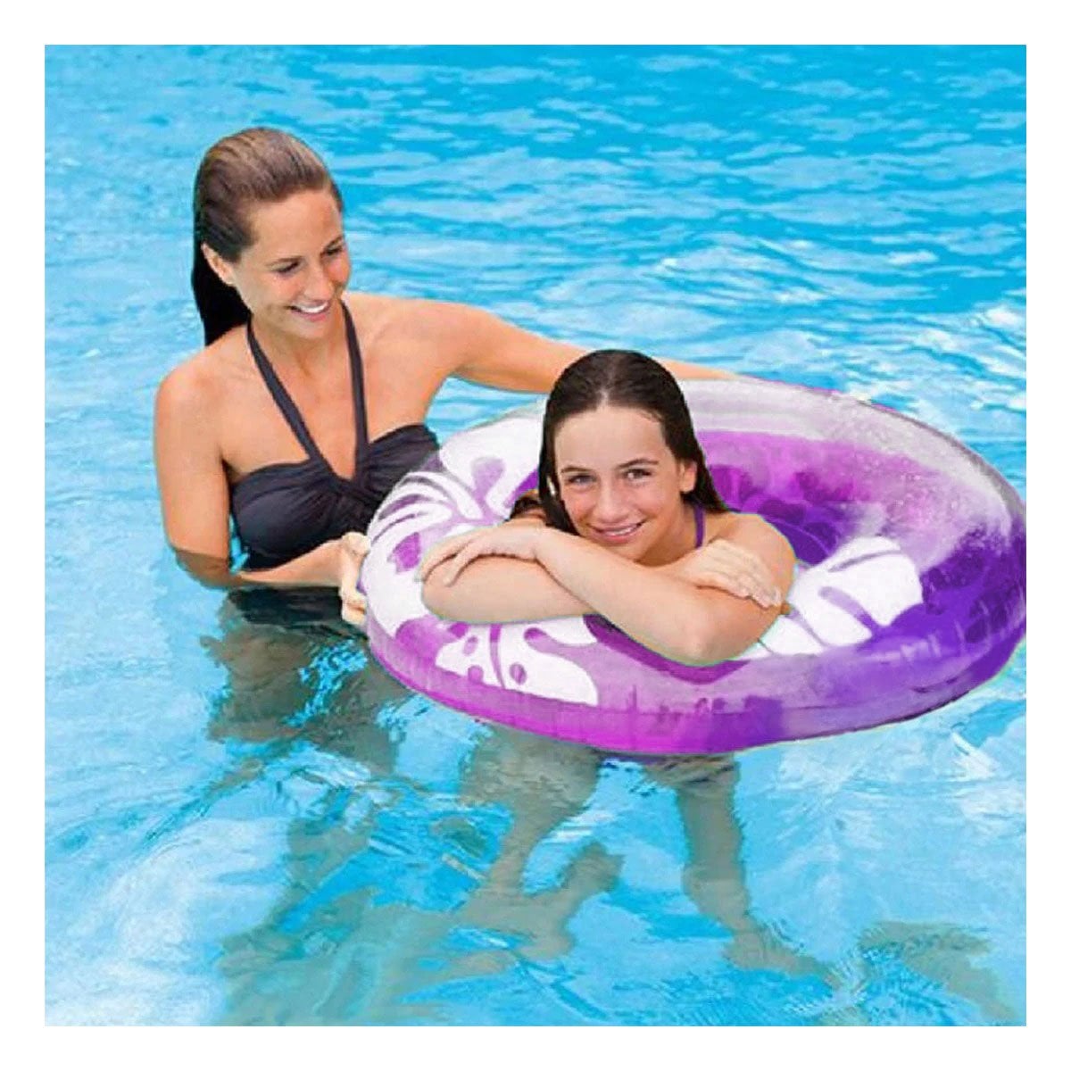 PACK6 FLOTADOR MORADO TIPO ARO DE 91 CM CON ALGAS Y FLORES PARA AGUA Y+REGALO STICKER - 5