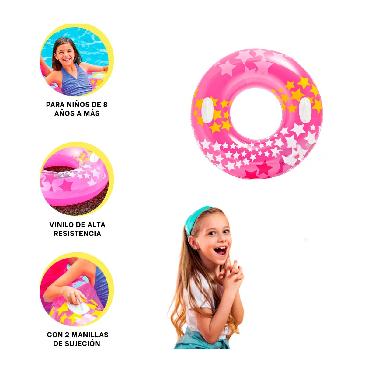 PACK12 FLOTADOR COMODO PARA PISCINA ROSADO Y+REGALO AGENDITA - 3