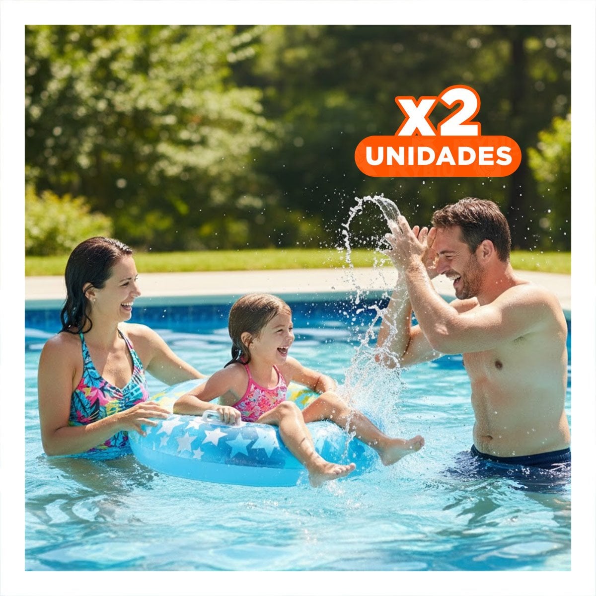 PACK2 ARO FLOTANTE CELESTE CON ASA Y DISENO COLORIDO DE ESTRELLA PARA PISCINA Y+REGALO STICKER - 1