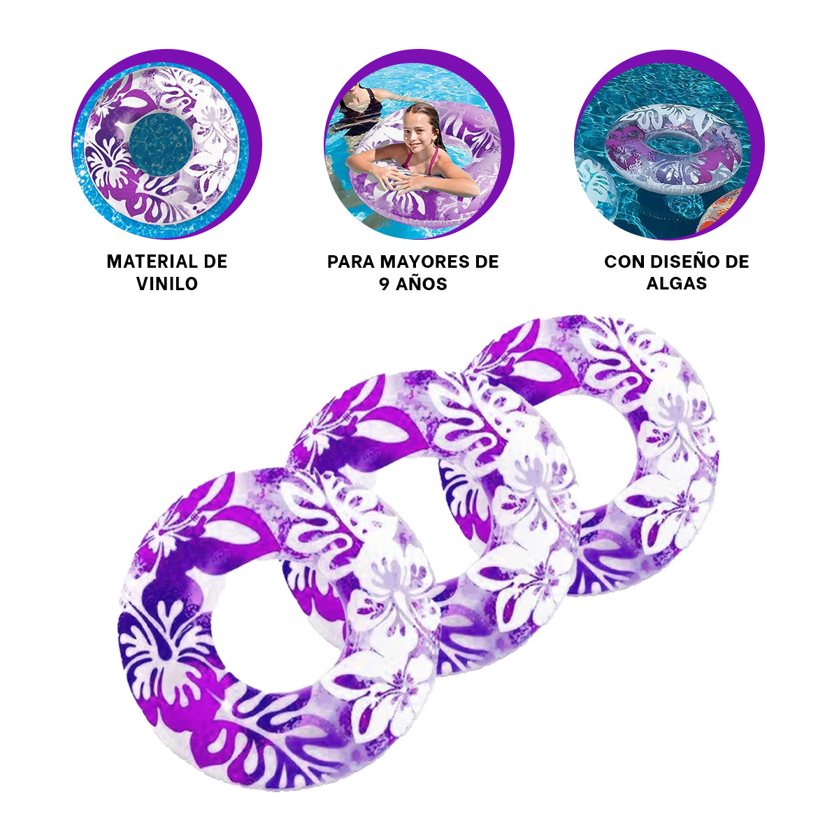PACK5 FLOTADOR COMODO PARA PISCINA MORADO Y+REGALO AGENDITA - 3