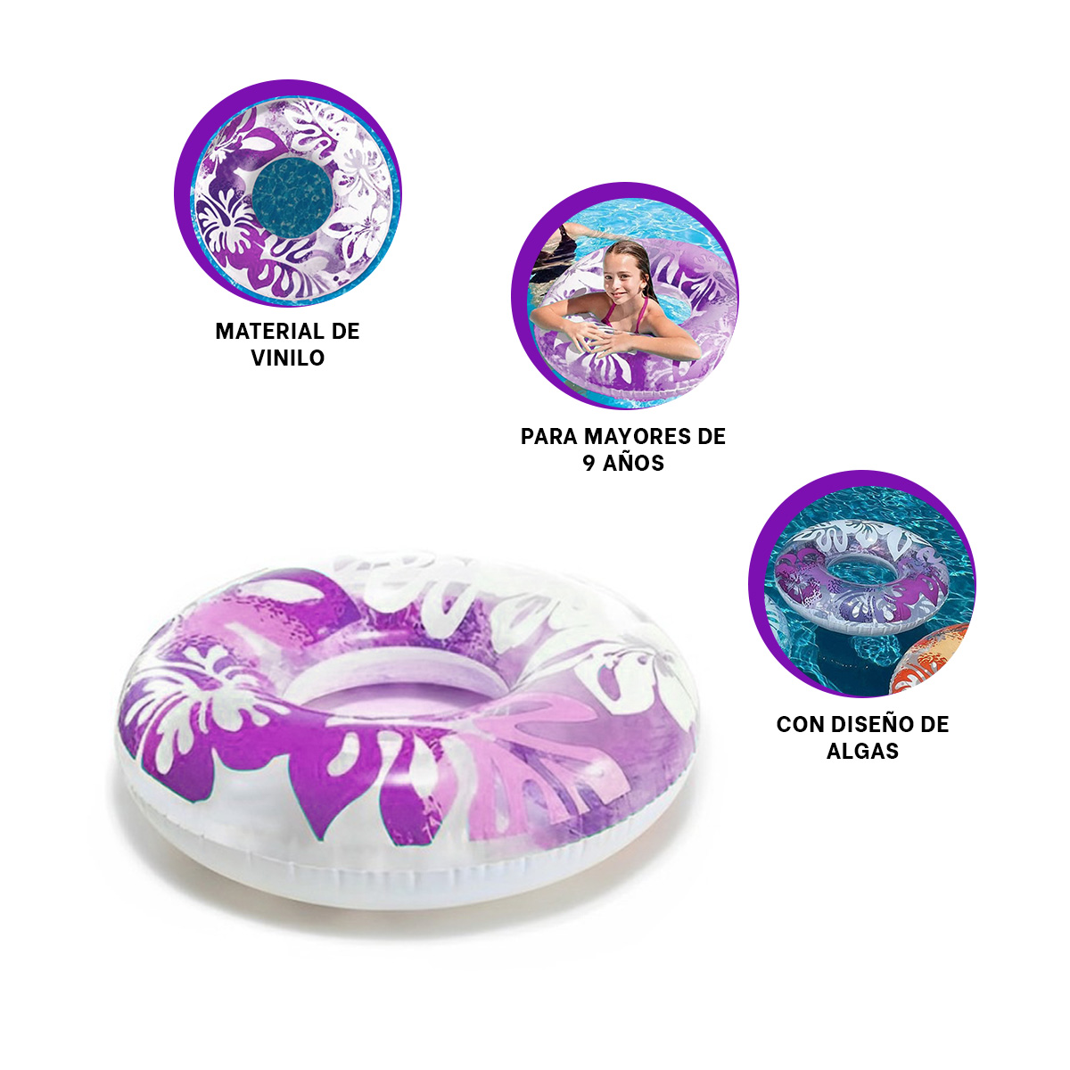 PACK5 FLOTADOR COMODO PARA PISCINA MORADO Y+REGALO AGENDITA - 4